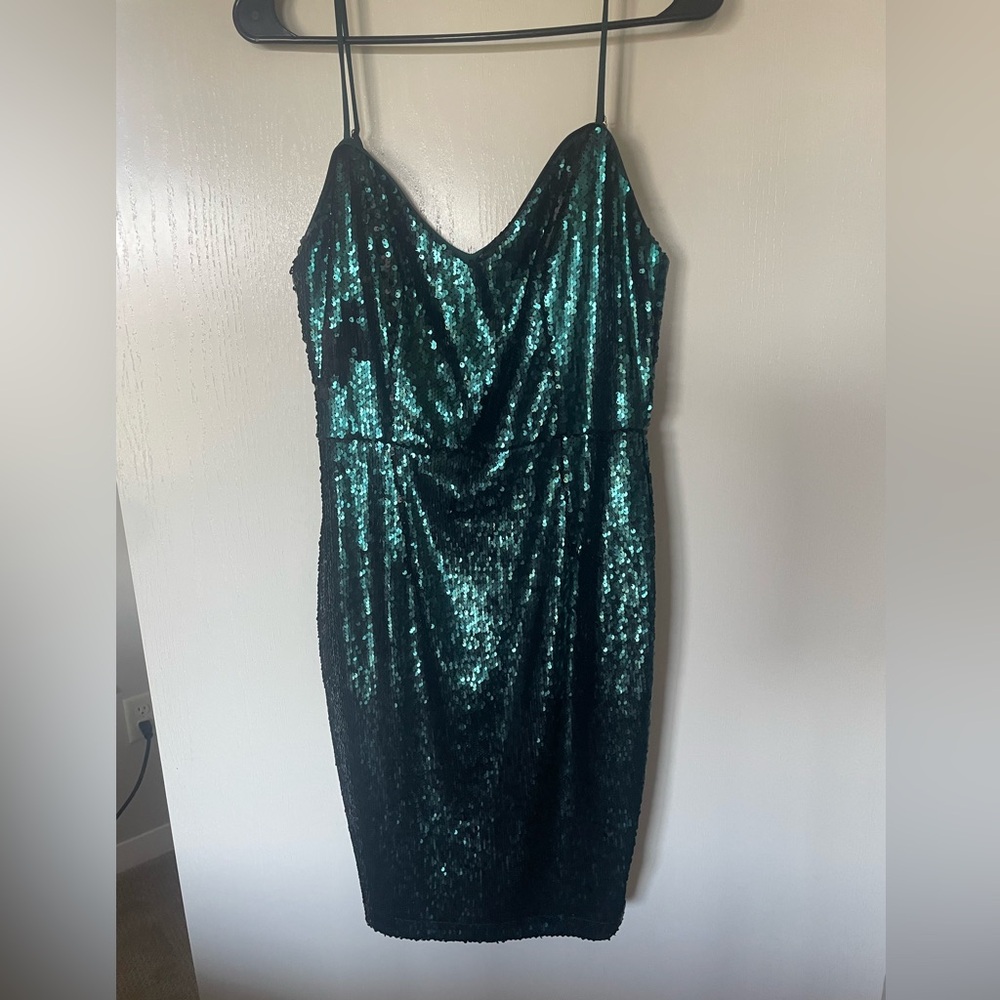Aakaa Teal Sequin Dress